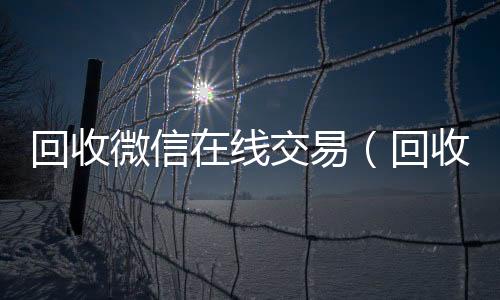 回收微信在线交vx回收易(回收微信在线交易安全吗)